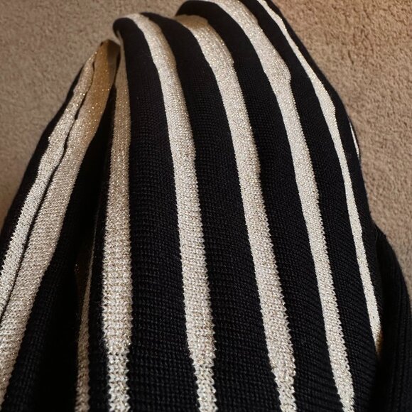 D-10 Fortune + Ivy open back detail Sweater Dress Sz L, metallic gold and black - Picture 8 of 8